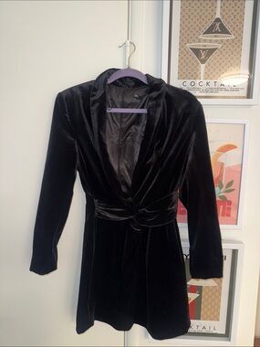 Zara Black Velvet blazer dress